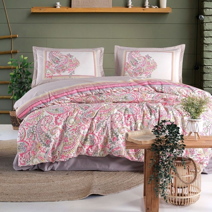 Paisley mintás dupla ágyneműhuzat, 100% pamut ranforce, 4 darab, 240 x 260 cm, Lenzerii Deosebite, Luga