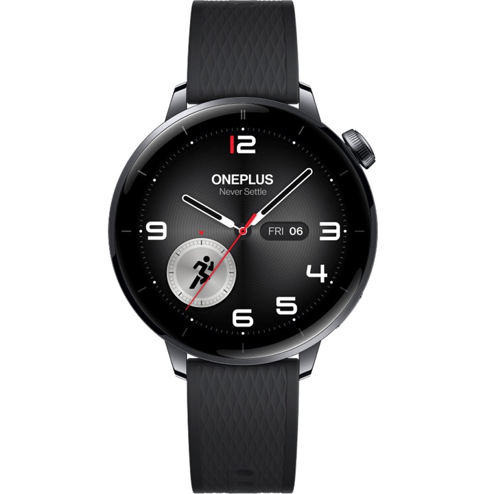 Ceas Smartwatch OnePlus Watch 3, 43mm, GPS, NFC, Bluetooth, Wi-Fi, Black Steel
