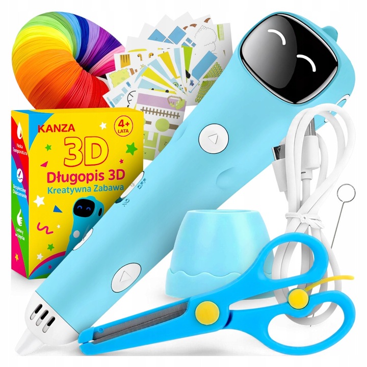 Комплект 3D писалки с PCL касети, безжична работа, син, 157x19x17 мм, 1x 3D писалка, 5 м PCL филамент