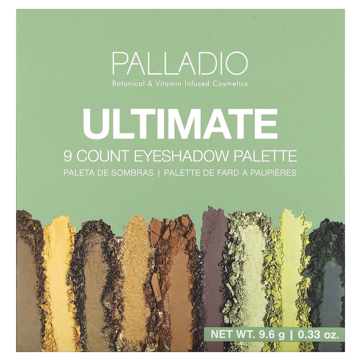 Palladio szemhéjfesték, Ultimate 9 darabos paletta, Natural Earth, 9,6 g, vegán, gluténmentes