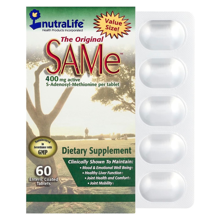 Supliment alimentar, NutraLife, SAM-e, 400 mg, 60 comprimate gastrorezistente