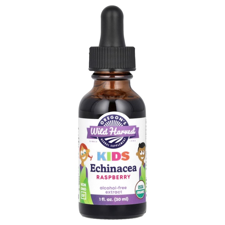 Extract de echinacea, Oregon's Wild Harvest, fara alcool, zmeura, 30 ml
