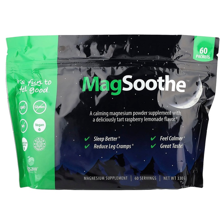 Supliment, Jigsaw Health MagSoothe, set 60 pachete, gust limonada zmeura, 5,5 g fiecare