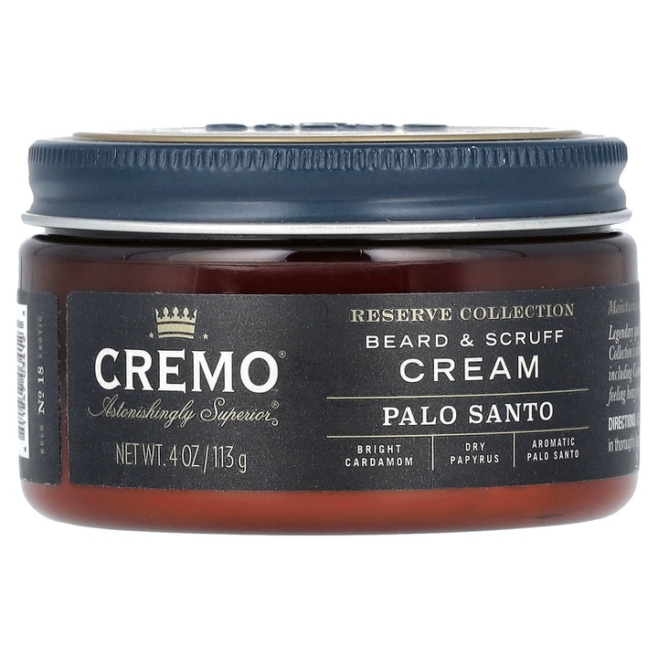 Cremo, Crema pentru barba si mustata, Colectia Reserve, Palo Santo, 113 g