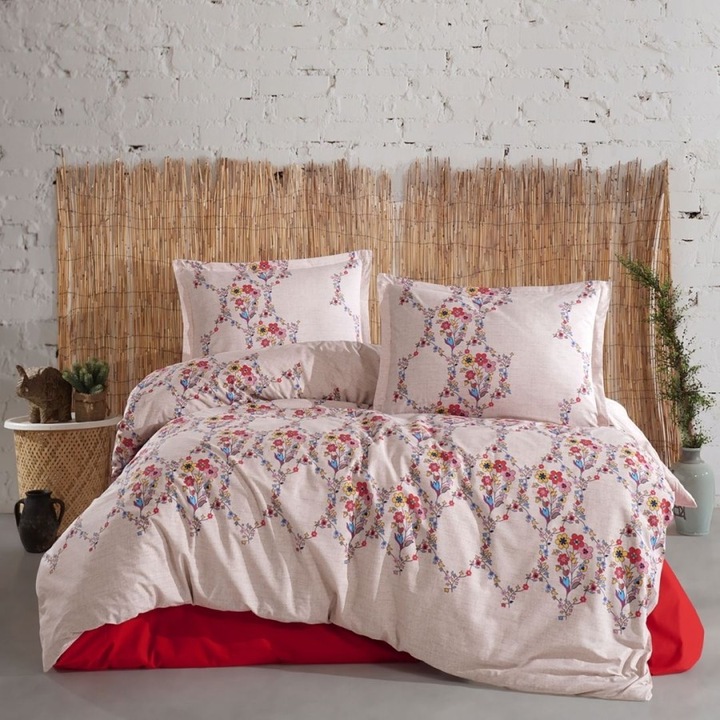 Dupla ágynemű hagyományos virágmintás, 100% pamut ranforce, 4 db, 240 x 260 cm, Lenjerii Deosebite, Navas