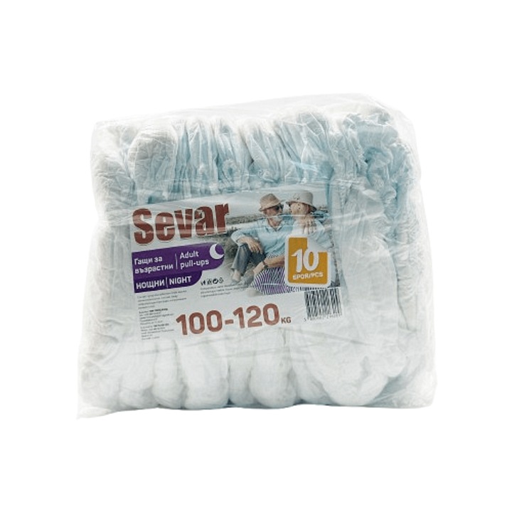 Felnőtt pelenkák Sevar, Éjszakai, 100-120 kg., 10 db