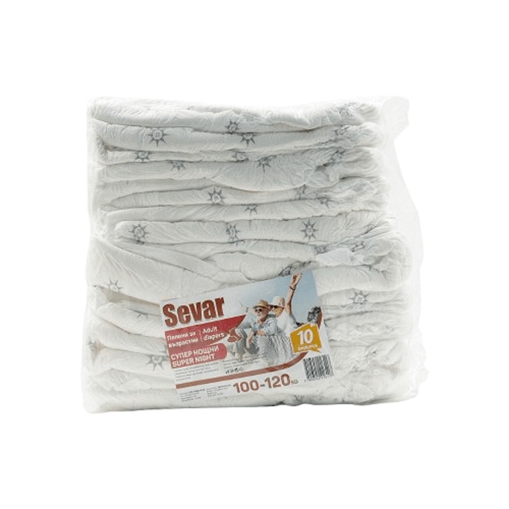 Felnőtt pelenkák Sevar, Éjszakai, 100-120 kg, 10 db