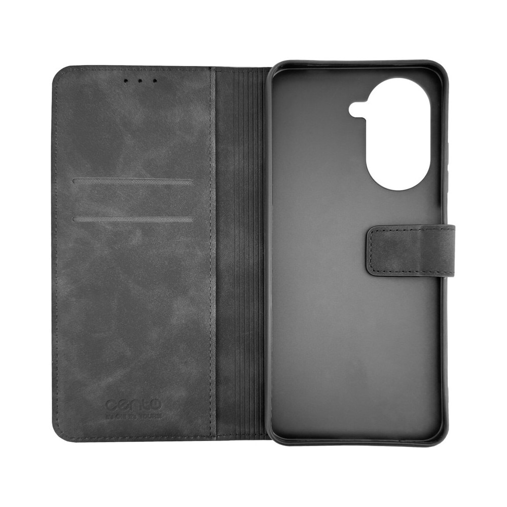 Husa de protectie tip carte CENTO Lima compatibila cu Xiaomi Redmi A5 Negru Premium, Piele ecologica, Inchidere magnetica, Protectie Sporita, Anti soc, Anti zgarieturi, Functie de stand