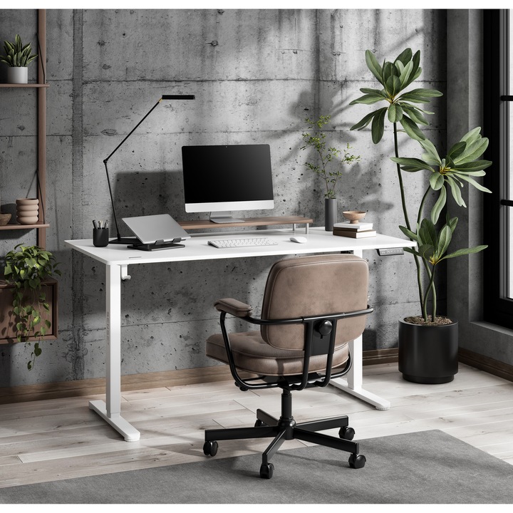 Birou Electric Reglabil SENSE7 Nojo Light, Alb, 140x70cm, 72-118cm, Greutate maxima 70kg