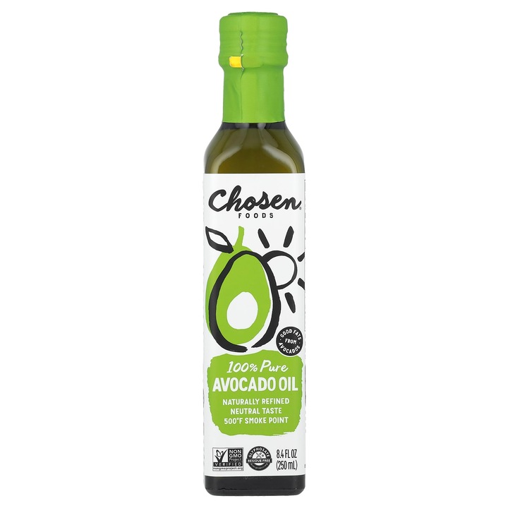 100% чисто масло от авокадо, 250 мл, Chosen Foods, рафинирано, без ГМО