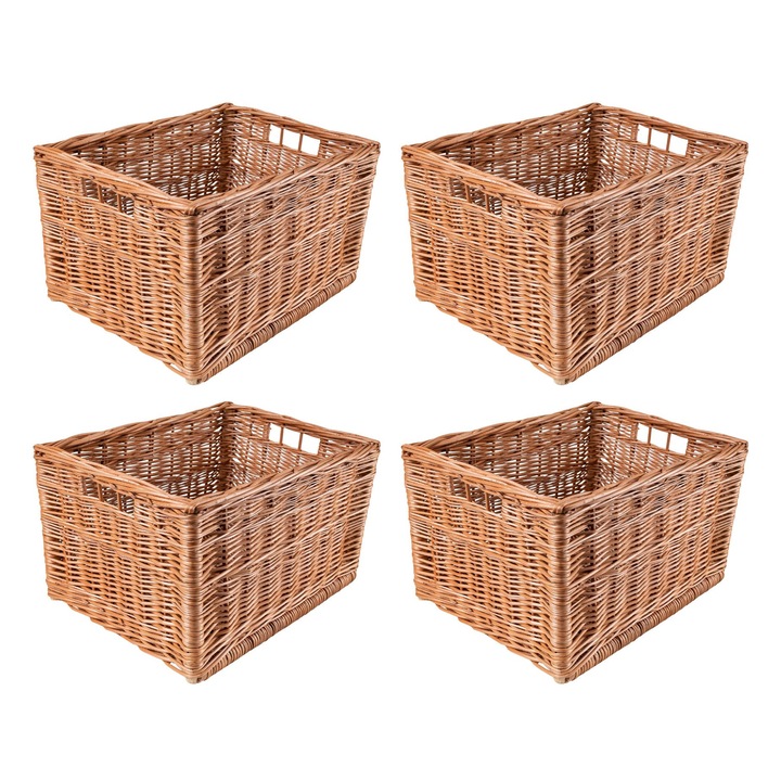 Set de 4 Cutie depozitare, Creative Home, Rachita, 40x30x24 cm, Maro