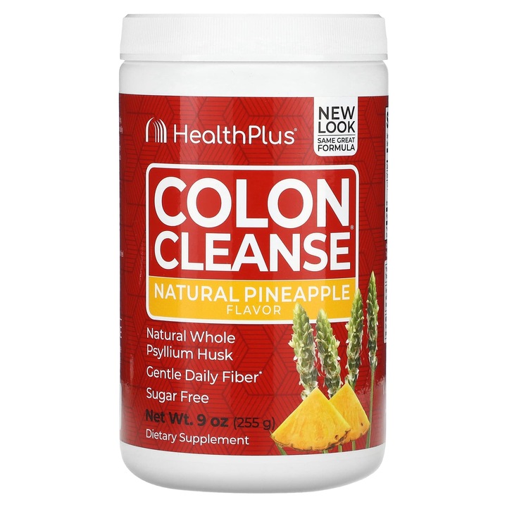 Supliment alimentar, Health Plus, Colon Cleanse, aroma ananas, indulcit cu stevia, 255 g
