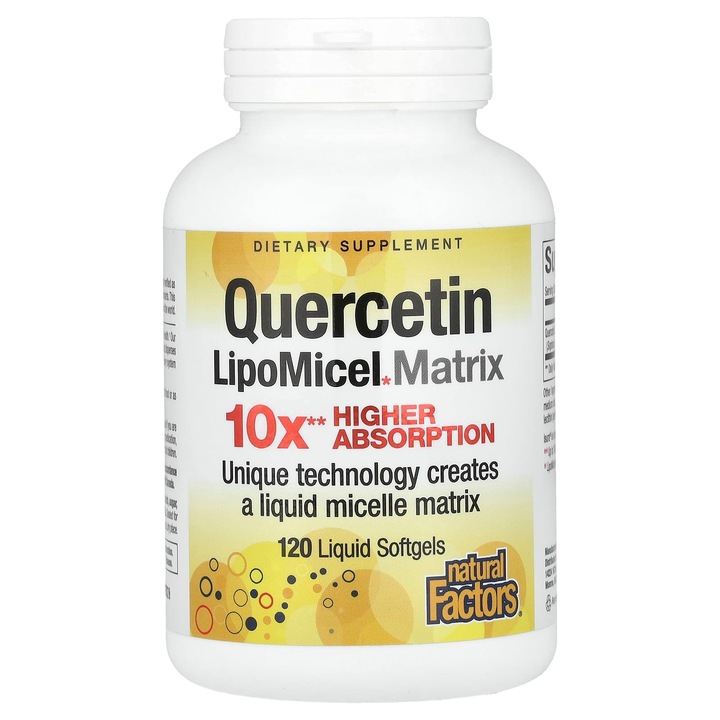 Supliment alimentar, Natural Factors, Quercetin LipoMicel Matrix, 250mg, 120 capsule moi
