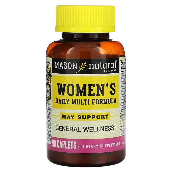Étrend-kiegészítő, Mason Natural, Napi multivitamin formula nőknek, 90 kapszula, szójamentes