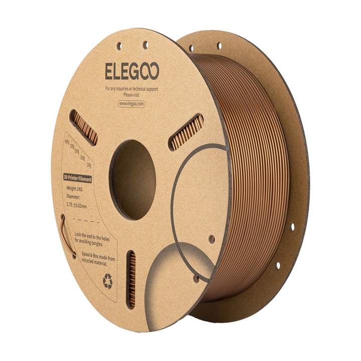 Filament pentru imprimanta 3D ELEGOO, PLA, Diametru 1.75mm, Bronze