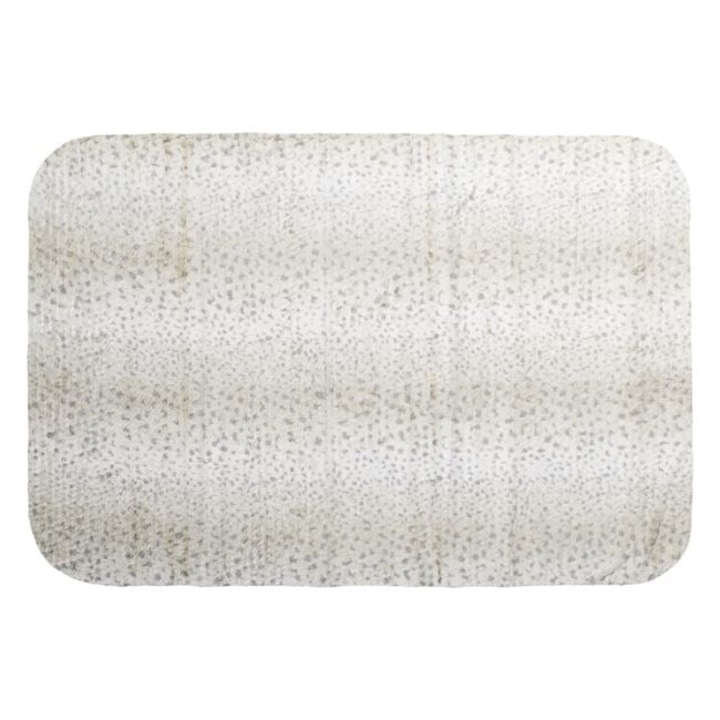 Covor decorativ bej cu model dots gri, imitatie blana, 130 x 90 cm