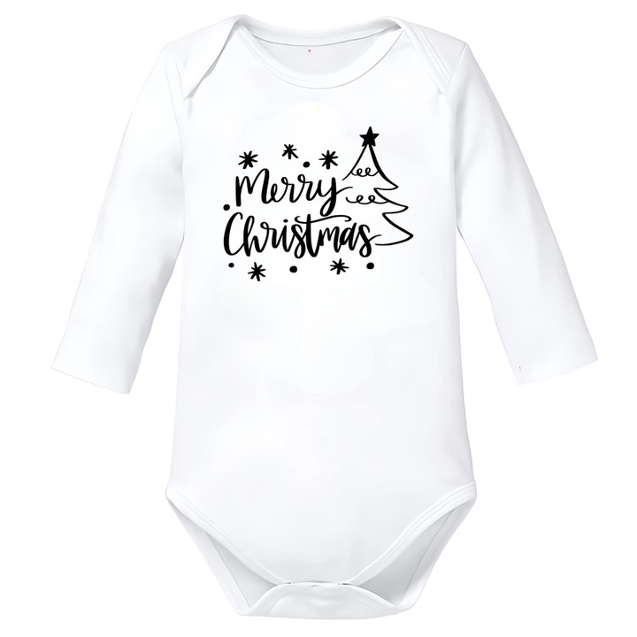 Fehér karácsonyi baba body pamutból Merry Christmas, Fehér