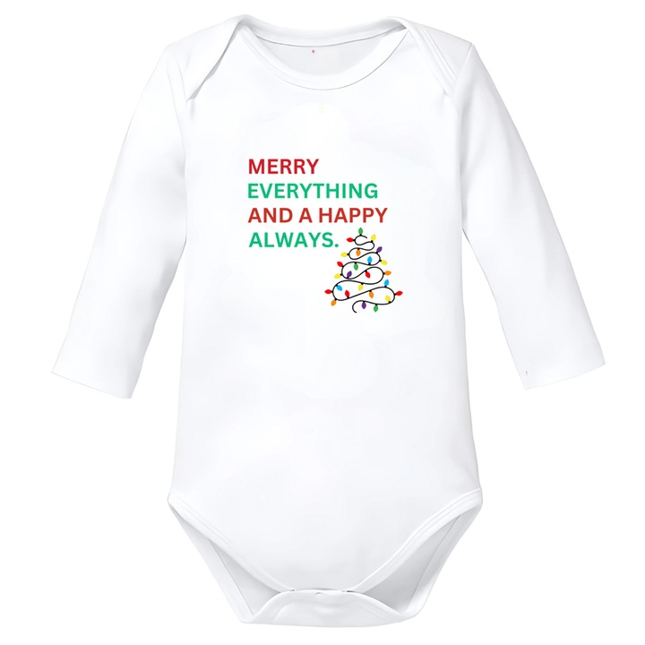 Fehér pamut baba body Karácsony Boldog karácsonyt, Fehér