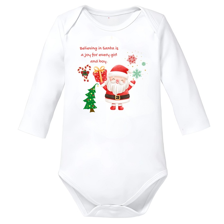 Fehér gyerek body Boldog Karácsonyt pamut karácsony, Fehér