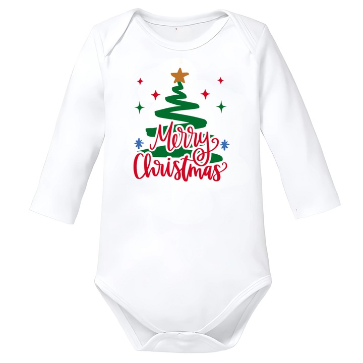 Body gyerek Merry Christmas fehér karácsonyi pamut, Fehér