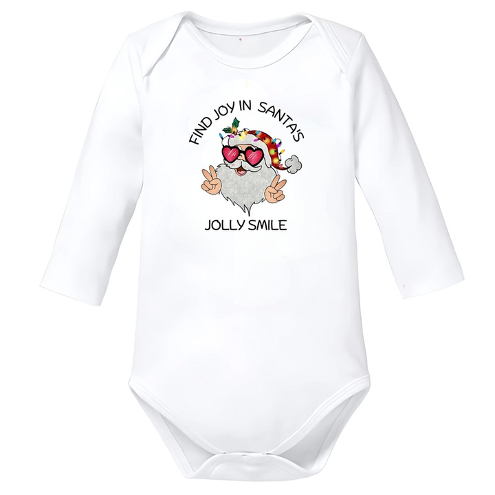 Fehér gyermek body Boldog Karácsonyt pamut, Fehér