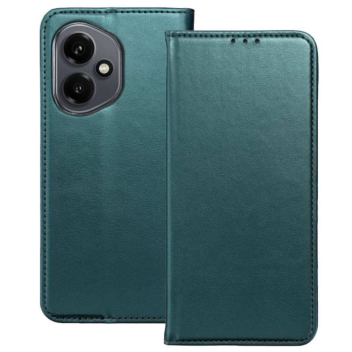 Husă de telefon compatibilă Honor 400 5G, husă tip carte, cu suport pentru carduri, cu închidere magnetică, verde, Smart Magneto