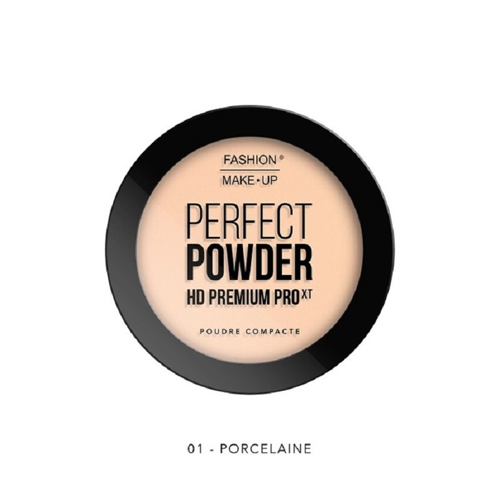 Pudra compacta, Fashion Make-up, Perfect Powder HD Premium PRO -01 Porcelaine, 10 g