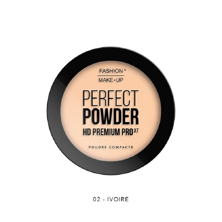 Pudra compacta, Fashion Make-up, Perfect Powder HD Premium PRO -02 Ivoire 10 g