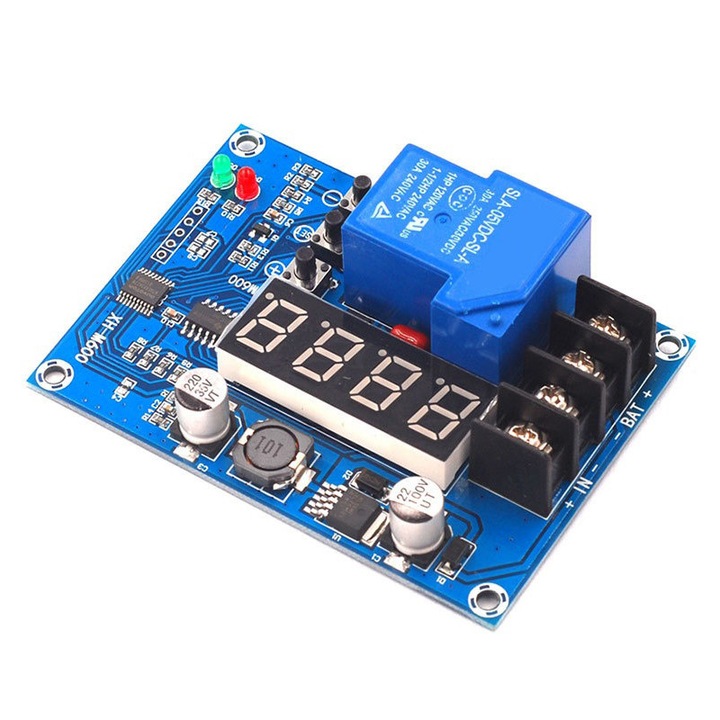 Túlterhelésvédelmi modul és akkumulátor töltésvezérlés, XH-M600, DC 6-60V, 30A