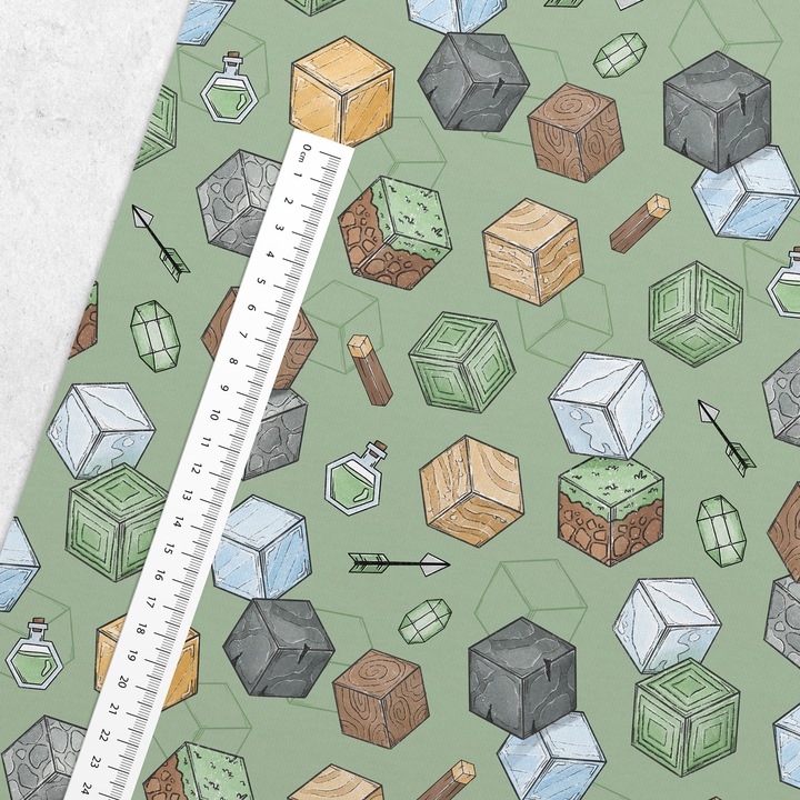 Material textil, Bumbac imprimat World of blocks, bumbac 100%