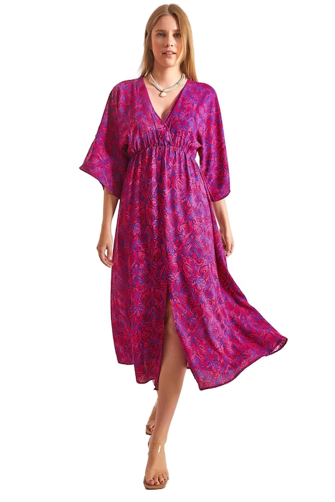 Noi maxi ruha HiCCUP, V-nyaku, viszkoz, rozsaszin, Élénk rózsaszín, S