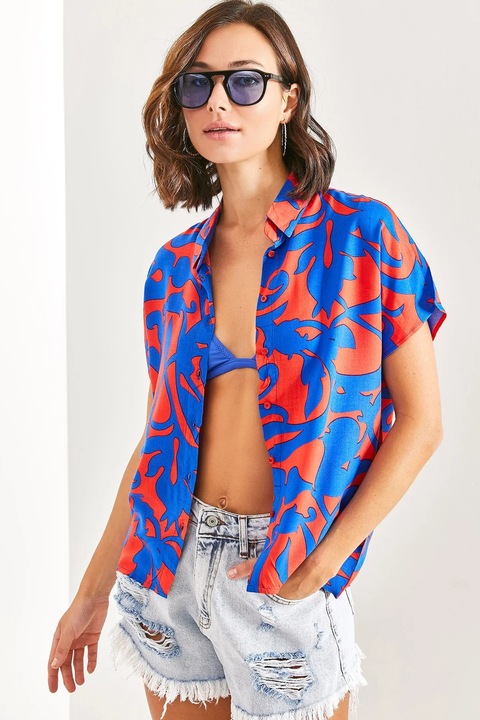 Női ing, HiCCUP, gombos ing virágmintával, sokszínű, textil, S INTL