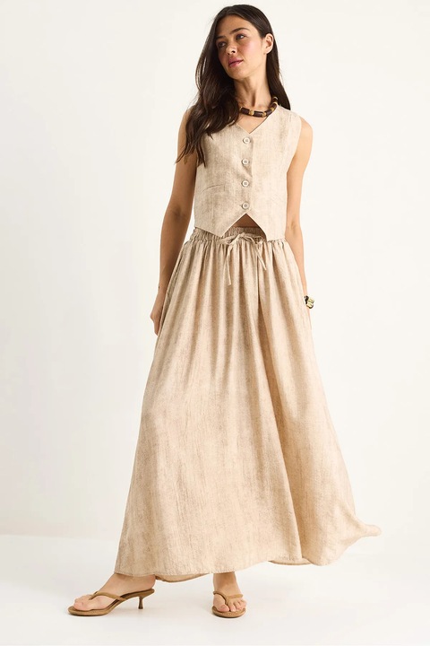 Compleu dama, doua piese, HiCCUP, rayon/poliester/nylon, maro deschis