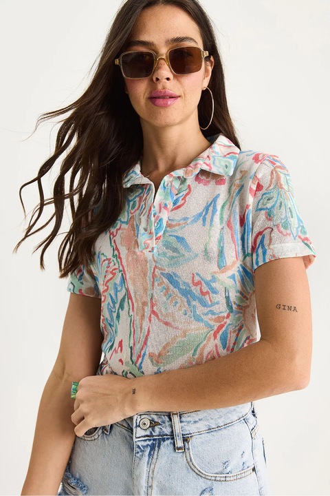 Tricou polo pentru dama, HiCCUP, Bumbac/Lycra, Multicolor