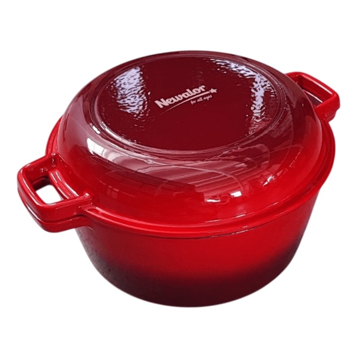 Zománcozott öntöttvas lábas öntöttvas fedővel 26 cm