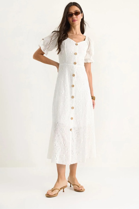 Миди рокля HiCCUP с флорален принт, Бял, S