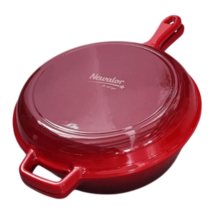 Емайлиран чугунен двоен съд с дръжка 2 в 1 за фурна 27x10 см