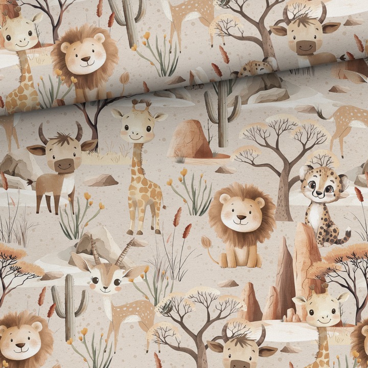 Material textil, Tricot jersey imprimat Sawanna, bumbac 92%, elastan 8%