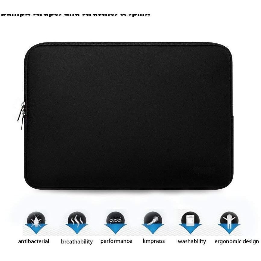 Husa de Protectie Laptop/Tableta, din Neopren, Dimeniune maxima 15,6 Inch, Fermoar, Rezistenta la Stropire/Burete moale impotriva socurilor, Negru, General Store®
