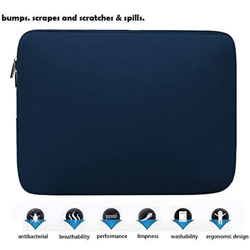 Gentă Laptop General Store, din Neopren Albastră, 15.6'', 38x30x1.5cm, Rezistentă la stropire, Împotriva șocurilor