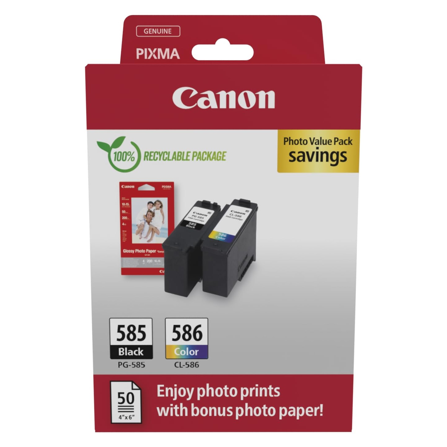 Cartuse de cerneala originale Canon PG-585 / CL-586, pachet de 2