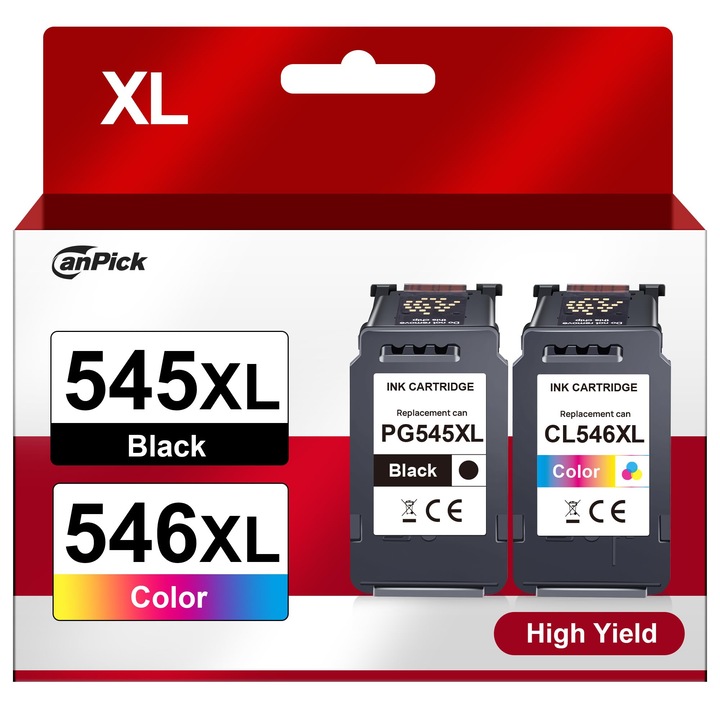 Canpick Pg 545 Cl 546 Xl Pg-545Xl Cl-546Xl Csere Tintapatron Multipack Canon 545 546 Xl Pixma Mx495 Tr4550 Tr4551 Mg2550S Mg2555S Ts3150 Ts3151 Ts3350 Mg3050 Mg3051 (1 Fekete 1 Színes) készülékekhez