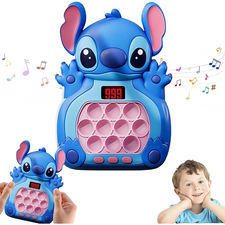 Elektronikus Pop It játék fényekkel – Öltés témájú, Stresszoldó buborék gyorsasági játék, Hordozható interaktív játék gyerekeknek, Tapintható kirakó, Karácsonyi vagy születésnapi ajándék