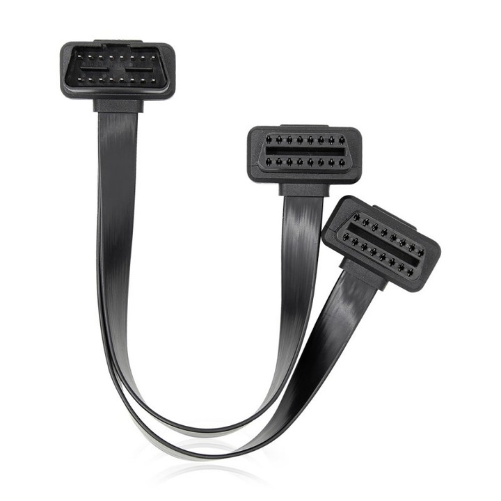 Techstar® кабелен удължител, автомобилен адаптер 2 в 1 към OBD2 16 пина, 30 см