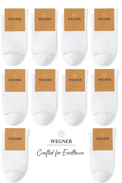 Set 10 Perechi Sosete Barbati, Wegner, Bumbac, Alb, 39-43