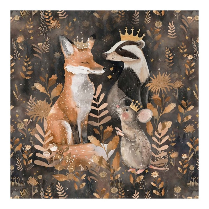 Material textil, Panou din tricot french terry 40x50 cm Padurea de aur, bumbac 95%, elastan 5%