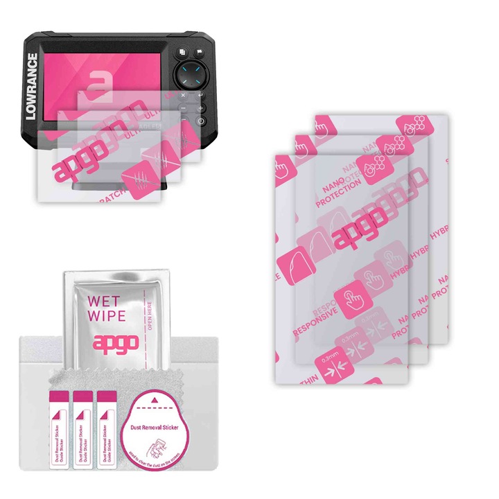 3x apgo Ultra-Clear Hybrid sticla protectoare compatibila cu Lowrance Eagle 5 Splitshot HD, sticla nano flexibila, inlocuire excelenta pentru sticla temperata