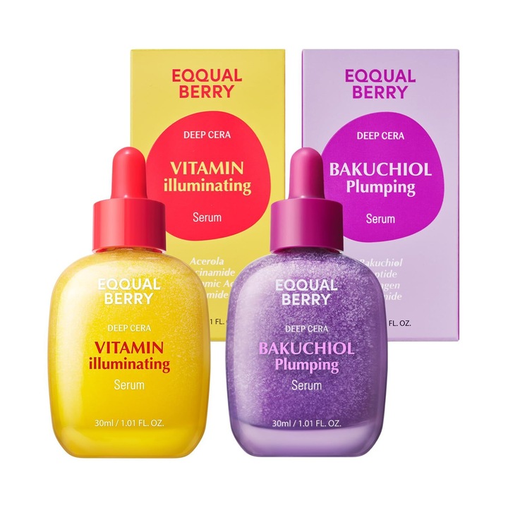 Ser iluminator anti-imbatranire 2 in 1 cu bakuchiol si vitamina C pentru o piele mai luminoasa si mai elastica, 30 ml