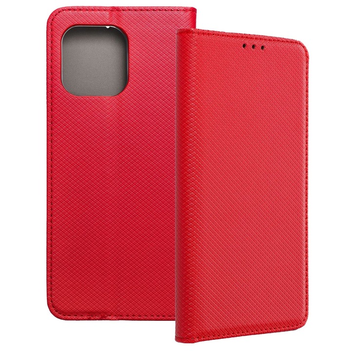 Husa telefon compatibilă cu Motorola Moto G86 5G, tip carte, cu suport card, închidere magnetică, roșu, Smart Case book