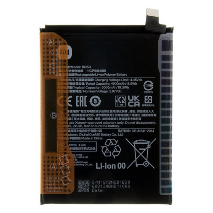 Xiaomi akkumulátor 5000mAh LI-ION, kompatibilis: Xiaomi Poco M4 Pro 4G, Xiaomi Redmi Note 11 4G, Redmi Note 11S-el